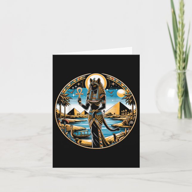 Bastet Cat Goddess Ancient Egypten Egyptian Mythol Kort (Framsida)