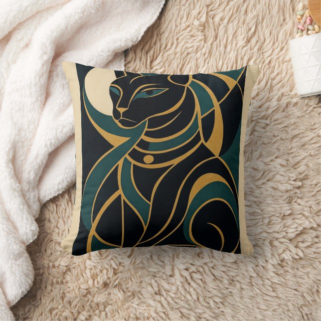 Bastet Cat Goddess Dekorativ kudde (Filt)