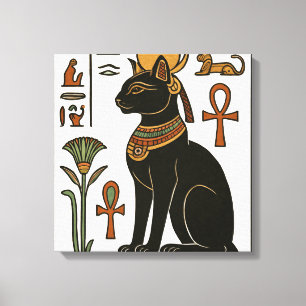 Bastet Cat Goddess Hieroglyphic Canvas