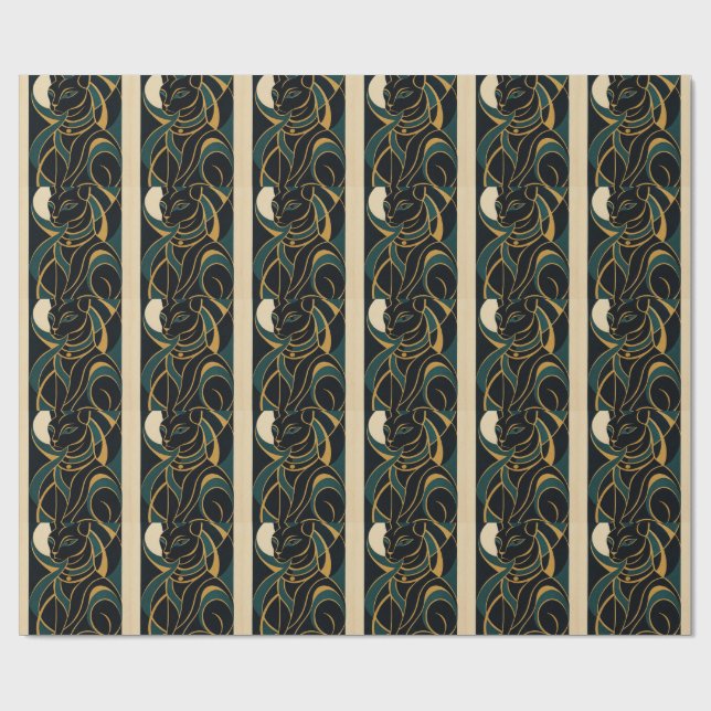 Bastet Cat Goddess Wrapping Papper Presentpapper (Platt)