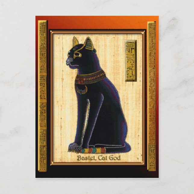 BASTET ~ Egyptian Cat God Historic Art Vykort (Framsida)