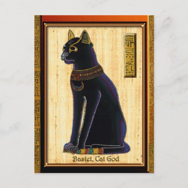 BASTET ~ Egyptian Cat God Historic Art Vykort (Framsida)