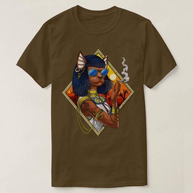 Bastet Egyptian Goddess Hippie T Shirt (Design framsida)