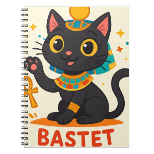 Bastet Egyptian Goddess Spiral - Whimsical Kattdju Anteckningsbok