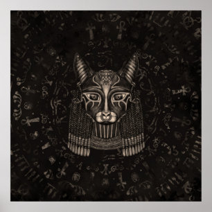 Bastet egyptisk gudinna - Sepia Poster