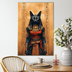 Bastet egyptisk kattgudinna fantasikonst poster
