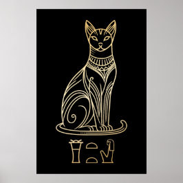 Bastet, egyptisk kattgudinna. Namn i hieroglyfer Poster