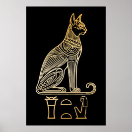 Bastet, egyptisk kattgudinna. Namn i hieroglyfer Poster