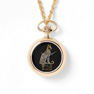 Bastet, egyptiska Cat Goddess. Namn i hieroglyfer Armbandsur