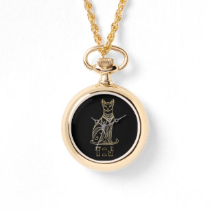 Bastet, egyptiska Cat Goddess. Namn i hieroglyfer Armbandsur