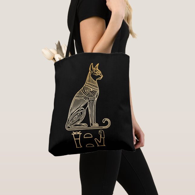 Bastet, egyptiska Cat Goddess. Namn i hieroglyfer Tygkasse (Närbild)
