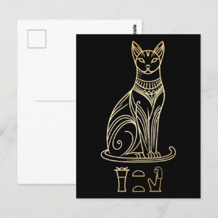 Bastet, egyptiska Cat Goddess. Namn i hieroglyfer Vykort