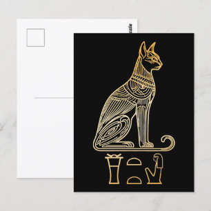 Bastet, egyptiska Cat Goddess. Namn i hieroglyfer Vykort