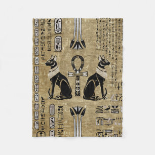 Bastet - egyptiska katter och Ankh Kor Fleecefilt