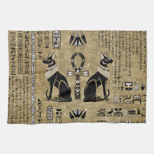 Bastet - egyptiska katter och Ankh Kor Kökshandduk