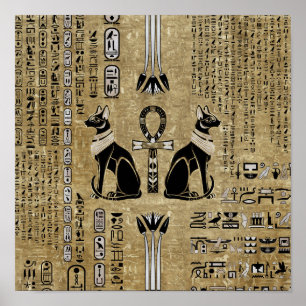 Bastet - egyptiska katter och Ankh Kor Poster