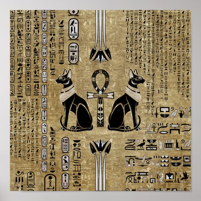 Bastet - egyptiska katter och Ankh Kor Poster (Framsidan)