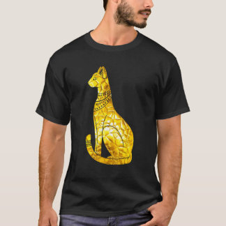 Bastet Katt Egyptisk Guld Polygon Hieroglyf Båge T Shirt