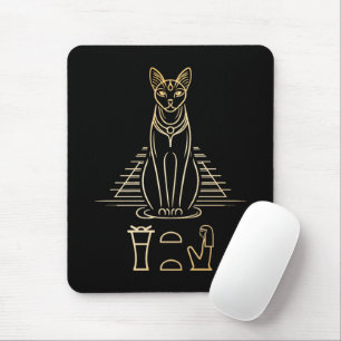 Bastet med namn i hieroglyfer och Egypten Pyramid Musmatta
