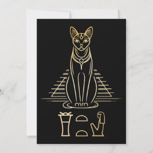 Bastet med namn i hieroglyfer och Egypten Pyramid Tack Kort