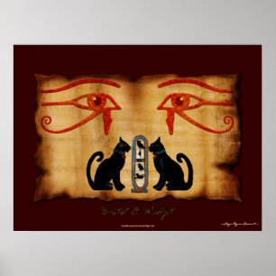Bastet & Wadjet Egyptian Art Print Poster