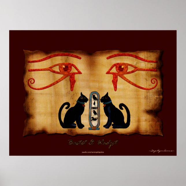 Bastet & Wadjet Egyptian Art Print Poster (Framsidan)