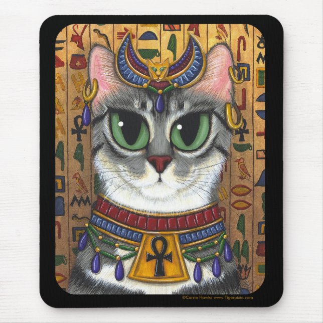 Bastgudinna, egyptisk Bastet katt Mousepad Musmatta (Framsidan)