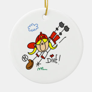Bastieball Dive Girls Softball T-shirts och presen Julgransprydnad Keramik