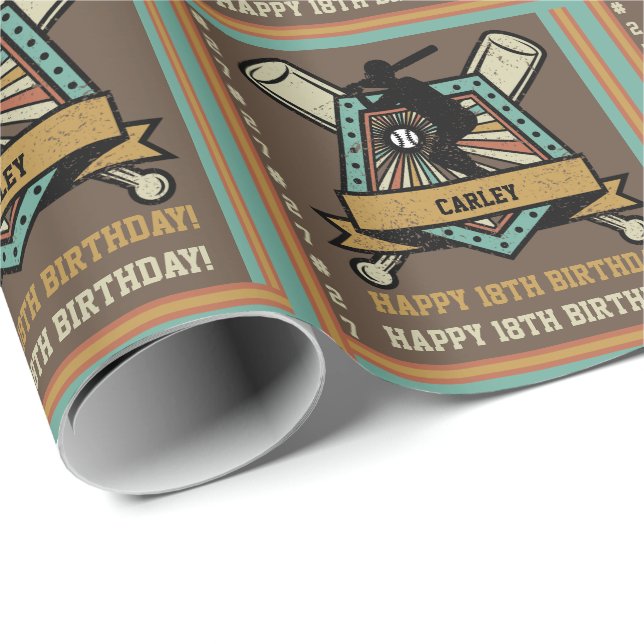 Bastieball Softball Namn, födelsedag Presentpapper (Rullad Hörn)