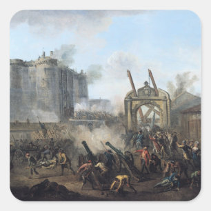 Bastiljen, den 14 juli 1789 fyrkantigt klistermärke