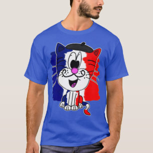 Bastilldagen Lycklig 14 juli Katt Fransk Flagga T Shirt