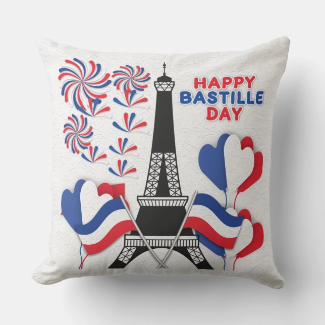 Bastilldagen/Paris lycklig med Pillow Kärlek Snöre Kudde (Framsida)