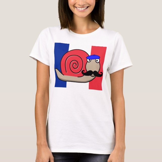 Bastilldagen Snigel med Mustache Tee Shirt (Framsida)