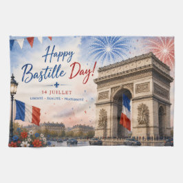 Bastille-dagen Arc de triomphe Paris Frankrike fyr Kökshandduk