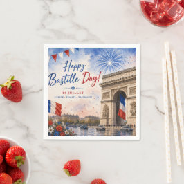 Bastille-dagen Arc de triomphe Paris Frankrike fyr Pappersservett
