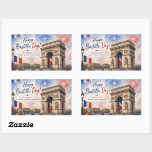 Bastille dagen Arc de triomphe Paris Frankrike fyr Rektangulärt Klistermärke