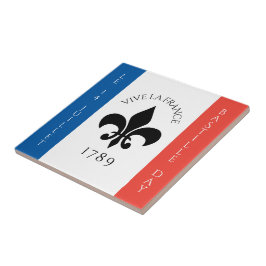 Bastille Day Fleur-de-Lis Tricolore Frankrike Flag Kakelplatta
