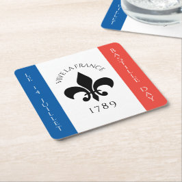 Bastille Day Fleur-de-Lis Tricolore Frankrike Flag Underlägg Papper Kvadrat