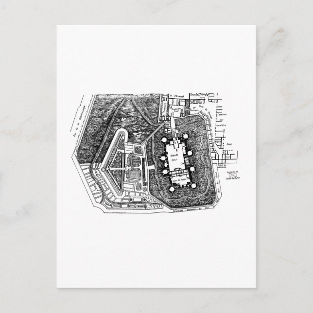 Bastille Karta 1798 Vykort (Framsida)