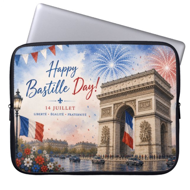 Bastilledagen Arc de triomphe Paris Frankrike fyrv Laptop Fodral (Framsidan)