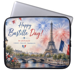 Bastilledagen Eiffeltornet Seine flod fyrverkerier Laptop Fodral