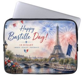 Bastilledagen Eiffeltornet Seine flod fyrverkerier Laptop Fodral