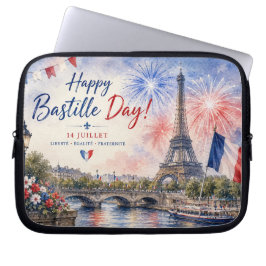 Bastilledagen Eiffeltornet Seine flod fyrverkerier Laptop Fodral