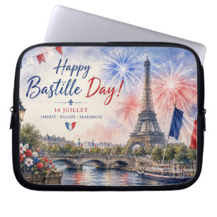 Bastilledagen Eiffeltornet Seine flod fyrverkerier Laptop Fodral