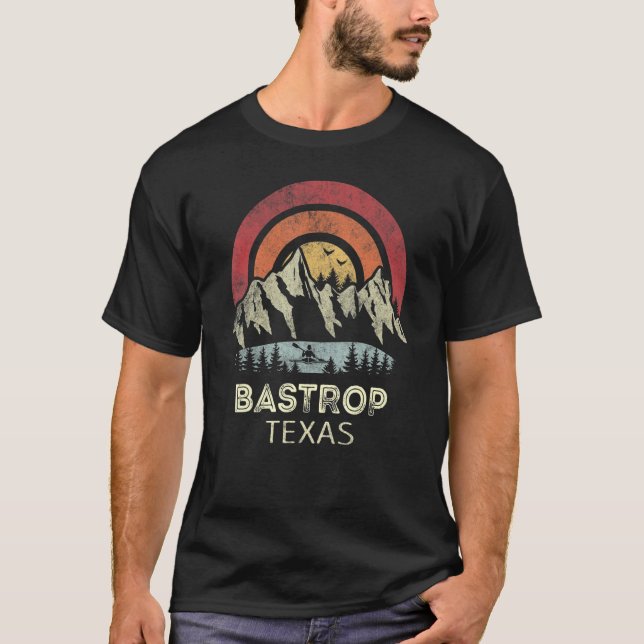 Bastrop Texas Mountain Sunset Sunrise Kayaking T Shirt (Framsida)