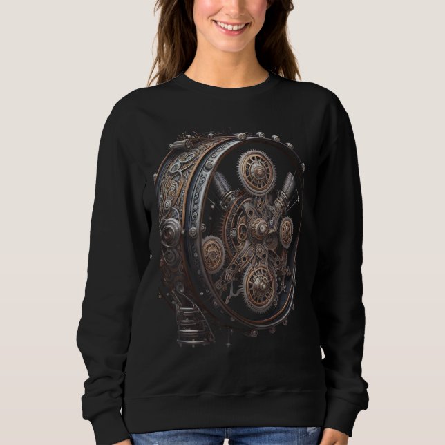 Bastrumma musik instrument Grafisk steampunk T Shirt (Framsida)