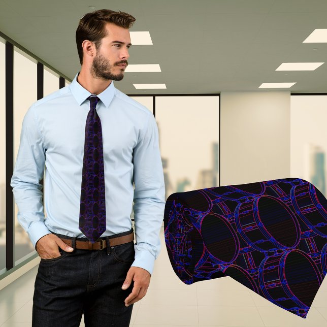 Bastrummaneonfärger i mörk mönsterslips slips (Zazzle Bass Drum Neon Colors in Dark Pattern Necktie)