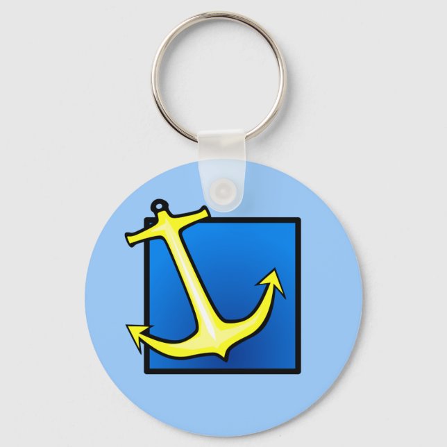 Båt Anchor Nautical Sailing Boot Blue Simple Nyckelring (Framsida)