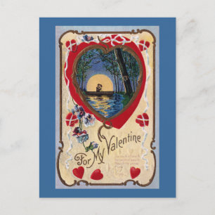 Båt av Moonlight Vintage Valentine Helg Vykort