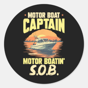 Båt Båt Kapten Motorbåt Kapten Motorbåt Runt Klistermärke